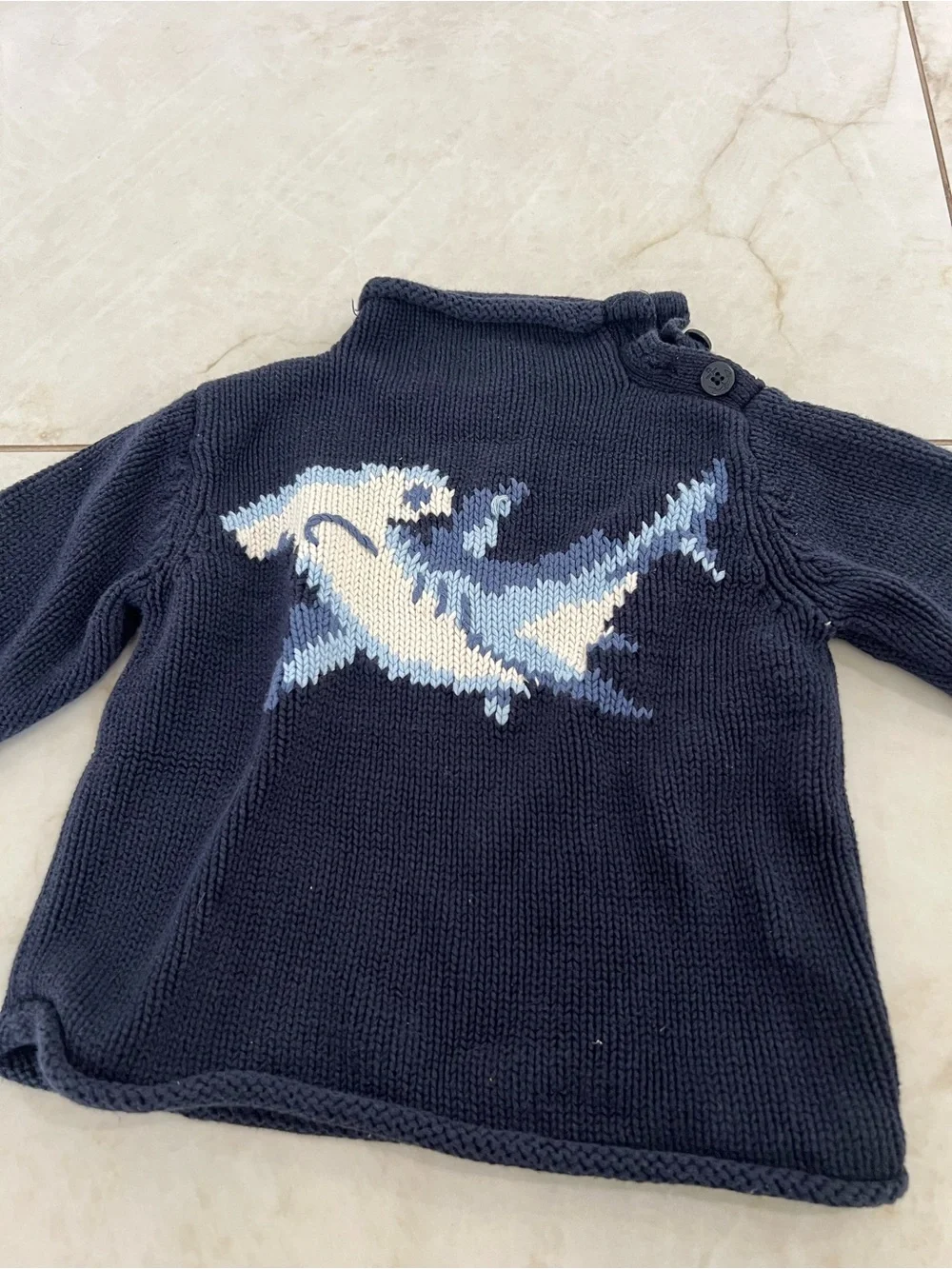 Gap Navy Blue Knit Shark Sweater Size 18-24 Months